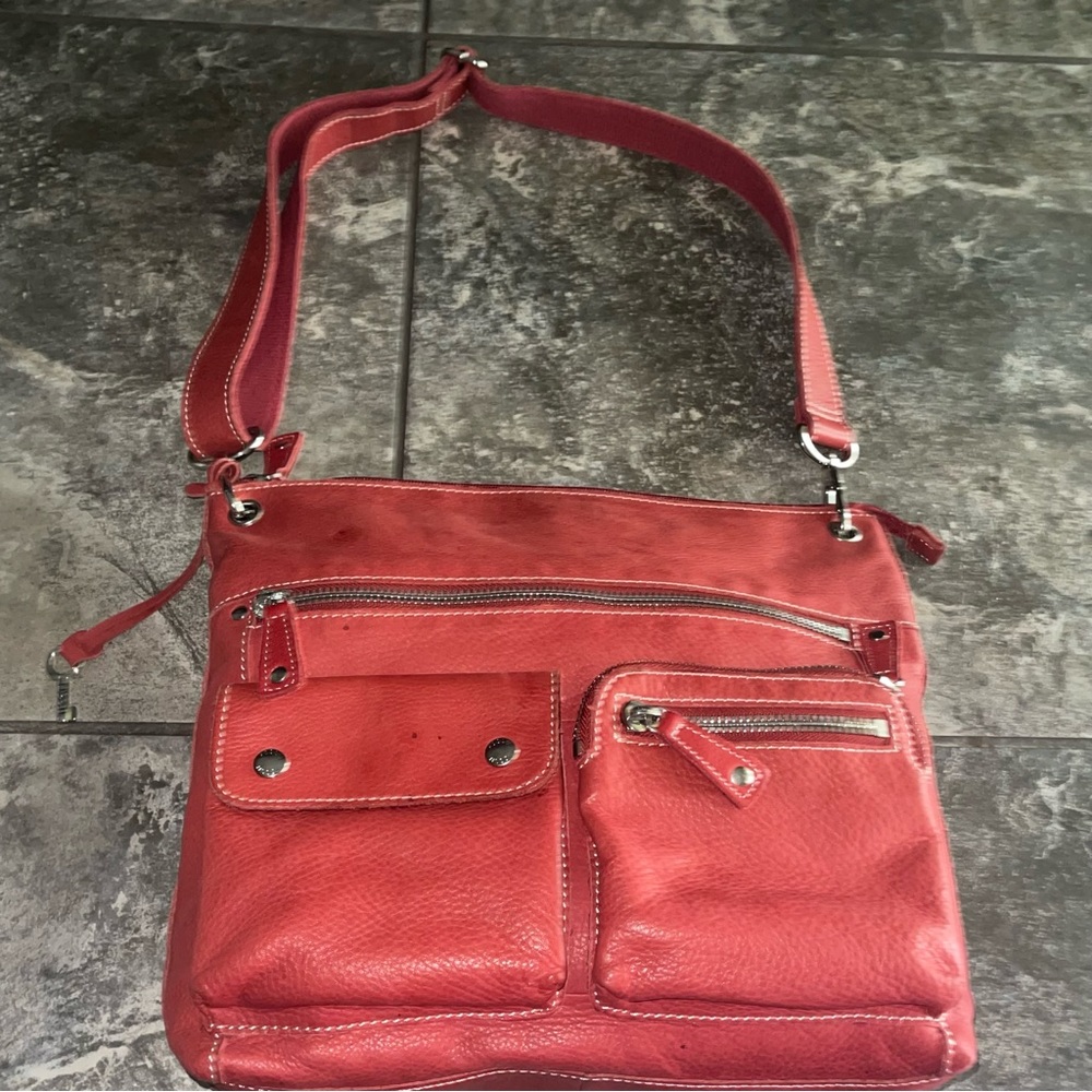 Fossil Morgan Travel Red Leather Crossbody Purse